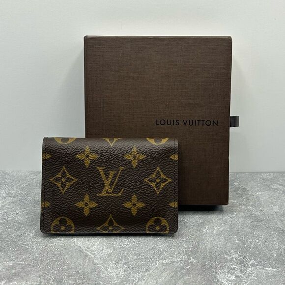 NWT Louis Vuitton Brown Monogram Business ID Card Holder Wallet With Box - Picture 1 of 16